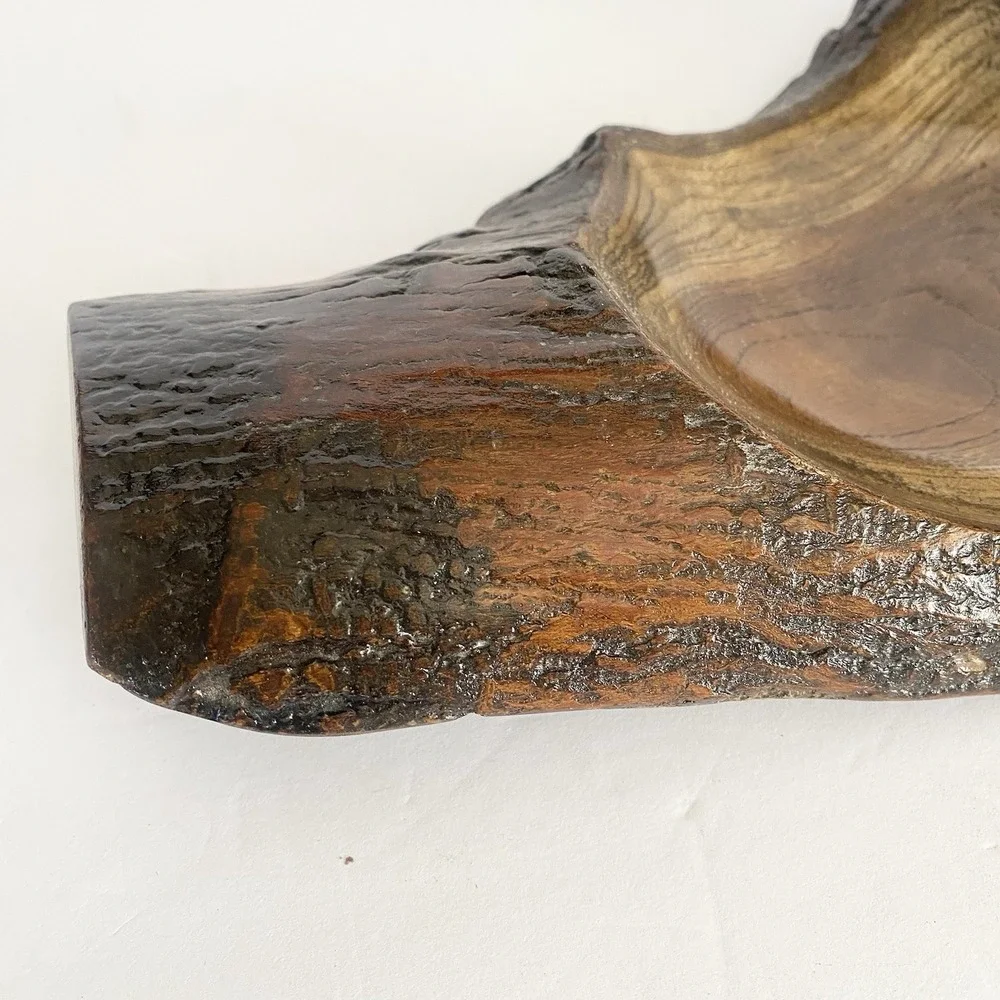 Hand Turned Wooden Bowl Artisan Handmade Live Edge Wood‎ Plant Tray Rustic Art